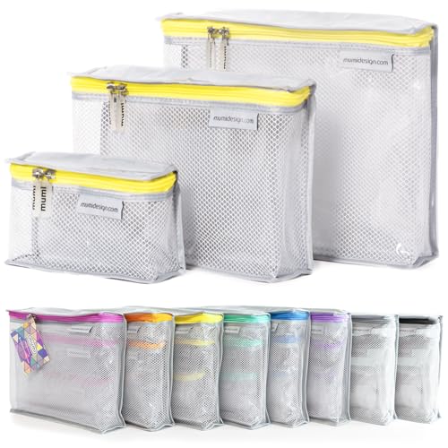 MUMI Travel Toiletry Bag Set of 3 – Clear TSA Approved Toiletry Bags for Women – Reusable Water-Resistant Makeup Organizer Pouches for Skincare, Cosmetics, Travel Accessories, Airport Packing - Yellow - Image 1