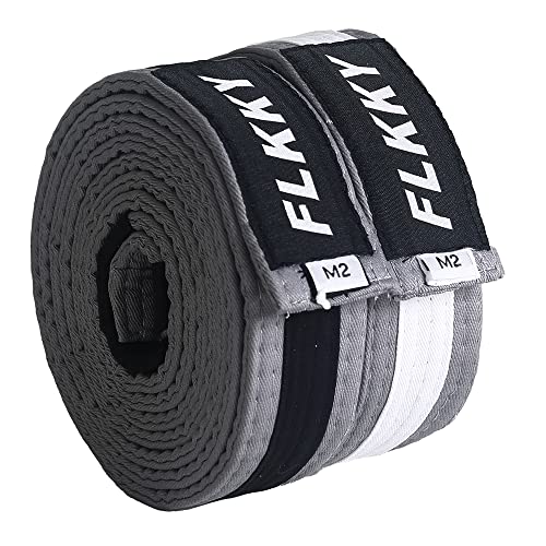 FLKKY BJJ Belt for Kids and Adult,Brazilian Jiu Jitsu Belt with Sleeve Bar for Ranking Stripes IBJJF Competition Approved - Image 3
