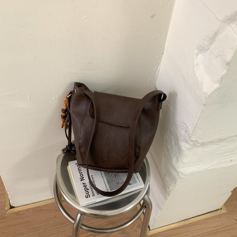 Pumpkin Small Bag Women''s 2026 New Style Bucket Bag Light Luxury Niche Retro Versatile Shoulder Crossbody Bag - Image 2
