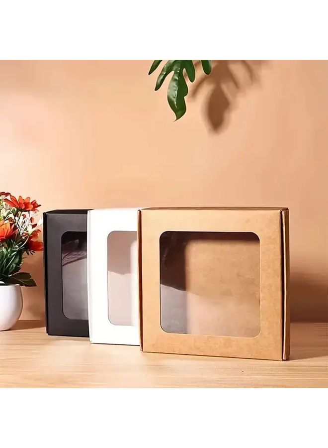 40 White Gift Box Set With Window Design Brown Black And White Kraft Paper Bulk Product Storage For Handmade Soap Jewelry Decorative Durable Container 2.36x2.36x1.18 3.15x3.15x1.18 4.13x4.13x1.18 Inch - Image 5
