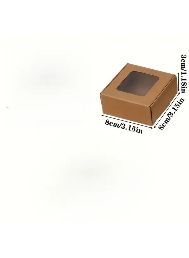 40 White Gift Box Set With Window Design Brown Black And White Kraft Paper Bulk Product Storage For Handmade Soap Jewelry Decorative Durable Container 2.36x2.36x1.18 3.15x3.15x1.18 4.13x4.13x1.18 Inch - Image 3