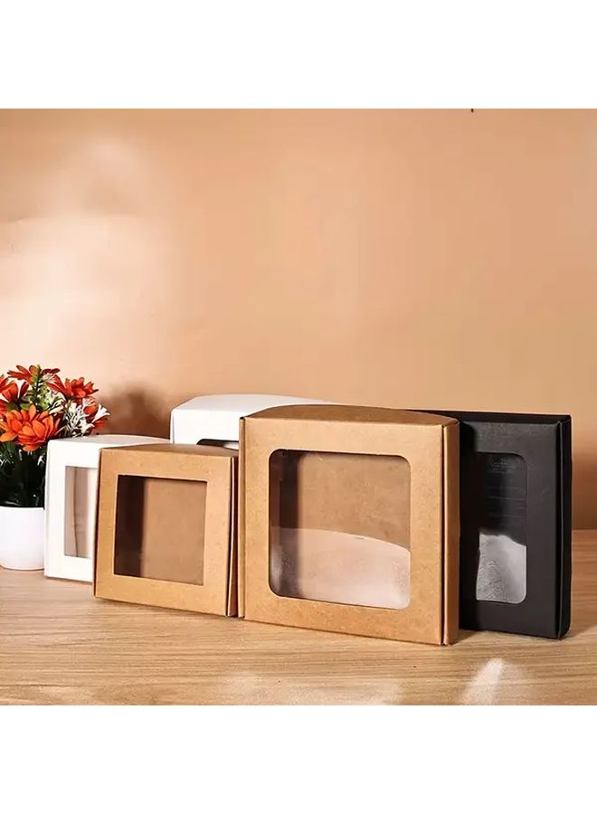 40 White Gift Box Set With Window Design Brown Black And White Kraft Paper Bulk Product Storage For Handmade Soap Jewelry Decorative Durable Container 2.36x2.36x1.18 3.15x3.15x1.18 4.13x4.13x1.18 Inch - Image 4