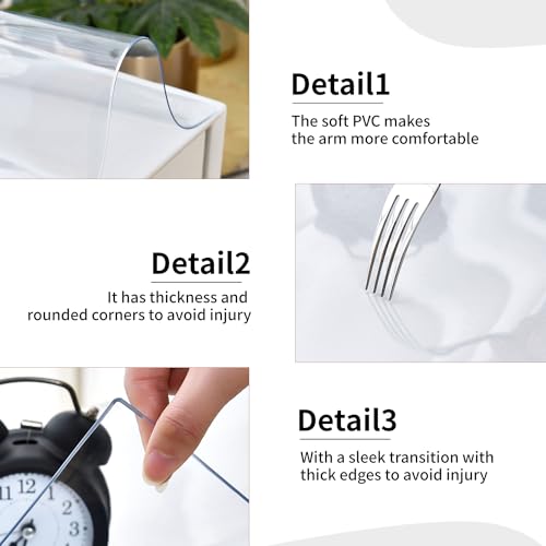 LBJFYHJN Clear Desk Mat, Non-Slip PVC Desk Protector Mat with Round Edge, Heat Resistant & Waterproof Clear Desk Writing Mat for Home and Office (55.1''*23.6'') - Image 4