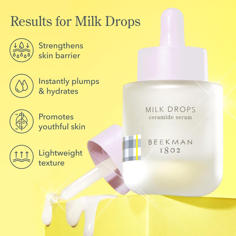 Beekman 1802 Milk Drops Ceramide Facial Serum - Squalane Oil, Hyaluronic Acid & Goat Milk Face Moisturizer - Boosts Skin Radiance & Hydrates Deeply - Fragrance Free, Cruelty Free - Image 5