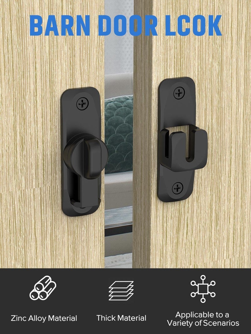 Mebantoo 90/180 Degree Flip Barn Door Lock  Protect Privacy - Security Sliding Door Latch  Small Gate Latches Hardware For Barn  Garden  Bathroom  Cabinet  Window (Black-2Pcs) - Image 2