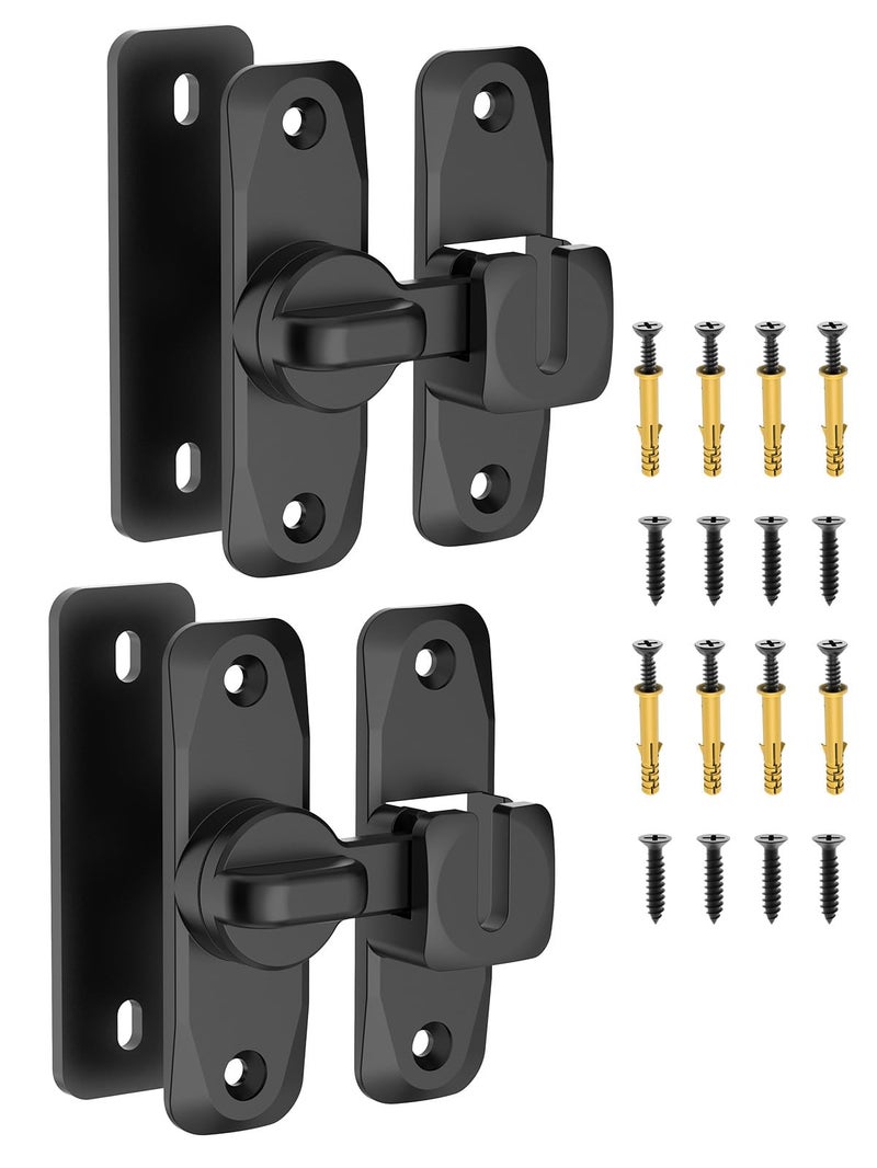 Mebantoo 90/180 Degree Flip Barn Door Lock  Protect Privacy - Security Sliding Door Latch  Small Gate Latches Hardware For Barn  Garden  Bathroom  Cabinet  Window (Black-2Pcs) - Image 1