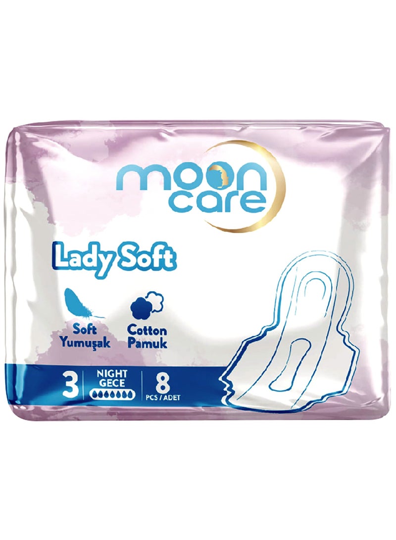 مون كير ليدي فوط صحية ناعمة ليلية بيضاء 8 قطع - Image 3