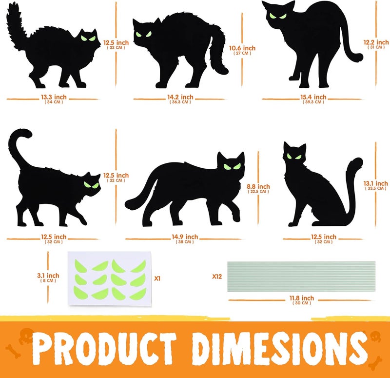 JOYIN 6 Pcs Halloween Yard Signs Decorations Outdoor, Halloween Black Cat Stakes with Glow in Dark Eyes, Scary Silhouette Decor for Pathway Graveyard Yard Garden Lawn Patio Party Supplies - Image 5