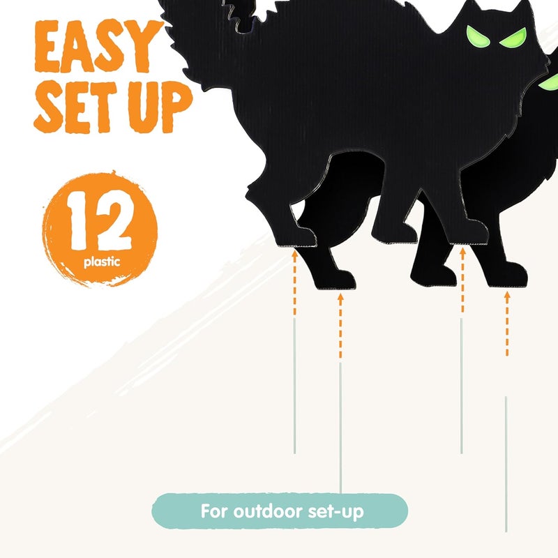 JOYIN 6 Pcs Halloween Yard Signs Decorations Outdoor, Halloween Black Cat Stakes with Glow in Dark Eyes, Scary Silhouette Decor for Pathway Graveyard Yard Garden Lawn Patio Party Supplies - Image 4