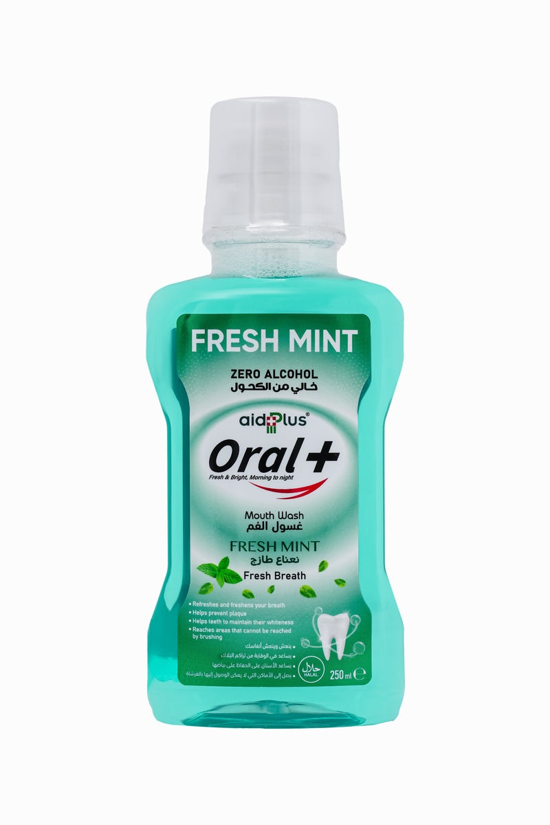 AID PLUS Oral+ Fresh Mint Mouthwash – Alcohol-Free, Zinc-Enriched Formula for Fresh Breath, Gum Strength & Enamel Protection 250ml - Image 1