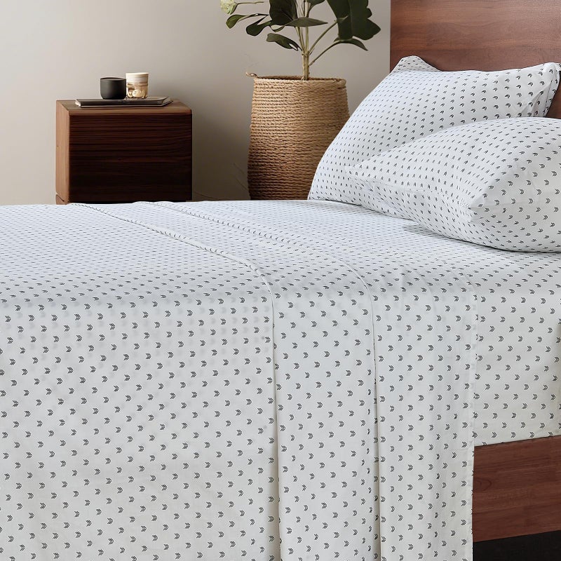 HYPREST 100% Cotton Sheets King - Deep Pocket King Sheets Boho Patterned Crispy Percale Bed Sheets Soft Breathable Durable - Image 1