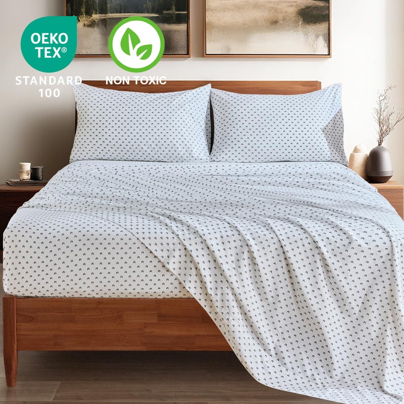 HYPREST 100% Cotton Sheets King - Deep Pocket King Sheets Boho Patterned Crispy Percale Bed Sheets Soft Breathable Durable - Image 3