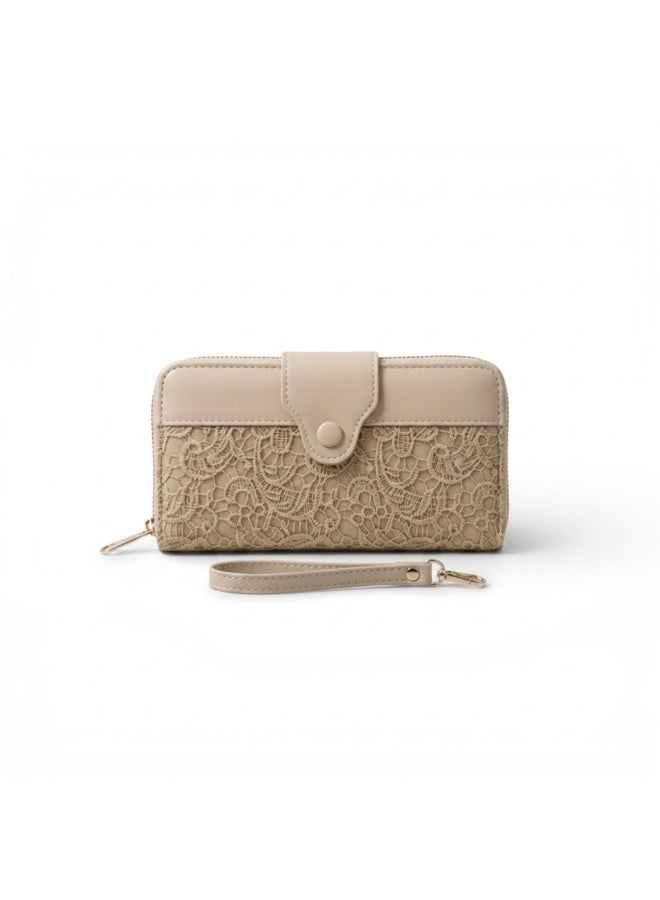 KANAZ Women's Wallet, Leather Clutch with Wrist Strap and Zipper Closure A04514 Fonta Book - Image 1