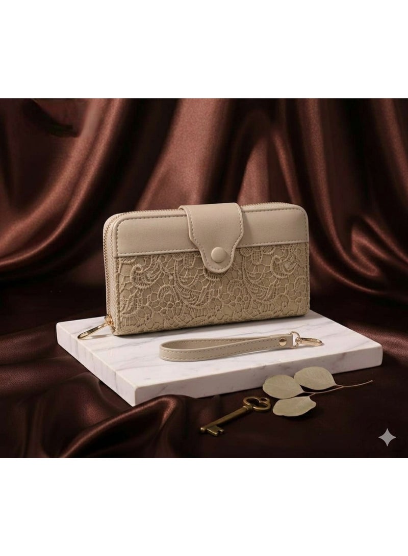 KANAZ Women's Wallet, Leather Clutch with Wrist Strap and Zipper Closure A04514 Fonta Book - Image 4
