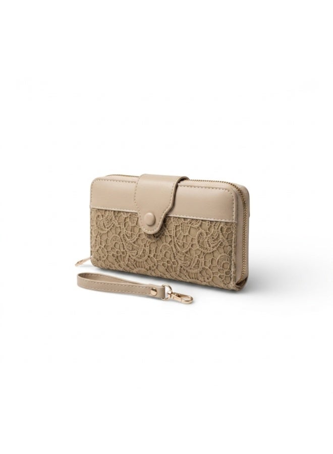KANAZ Women's Wallet, Leather Clutch with Wrist Strap and Zipper Closure A04514 Fonta Book - Image 2