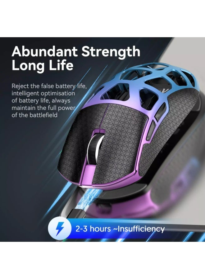 هجوم القرش ماوس ألعاب لاسلكي وسلكي وبلوتوث R3 فائق الخفة 46 جرام مصنوع من سبائك المغنيسيوم، بمعدل استطلاع 8 كيلوهرتز، ومستشعر PAW3395 بدقة 26 ألف نقطة في البوصة قابل للبرمجة مع شريط لاصق - Image 3