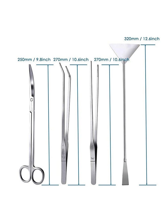 Qpets® 5Pcs Aquarium Aquascaping Tools Kits, Long Stainless Steel Aquarium Plant Tool Aquarium Tweezers, Scissors, Spatula Tool Set, Bonsai Kit Algae Scrapers Aquarium Cleaning Kit for Fish Tank - Image 2