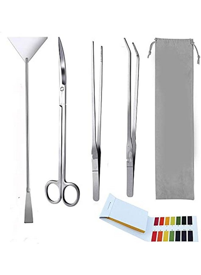 Qpets® 5Pcs Aquarium Aquascaping Tools Kits, Long Stainless Steel Aquarium Plant Tool Aquarium Tweezers, Scissors, Spatula Tool Set, Bonsai Kit Algae Scrapers Aquarium Cleaning Kit for Fish Tank - Image 1