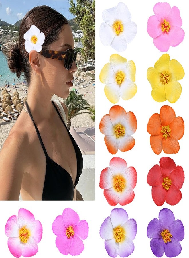 Kasmena 12PCS Hair Accessories for Women Girls - Large Flower Hair Pins, Beach Hair Clips, Artificial Flower Barrettes in 7 Colors - Image 1