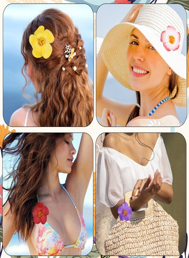 Kasmena 12PCS Hair Accessories for Women Girls - Large Flower Hair Pins, Beach Hair Clips, Artificial Flower Barrettes in 7 Colors - Image 3