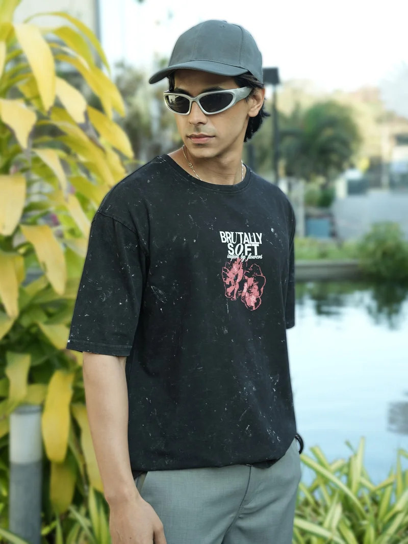 Maniac  Maniac Mens Textured Round Neck Half Sleeve Biscuit Cotton T-Shirt for Men | Best Price UAE