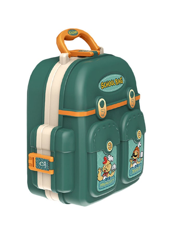 Little Story 21-Piece 3-In-1 Mode Little Story Role Play Chef/Kitchen/Restaurant Toy Set School Bag - Green - Image 2