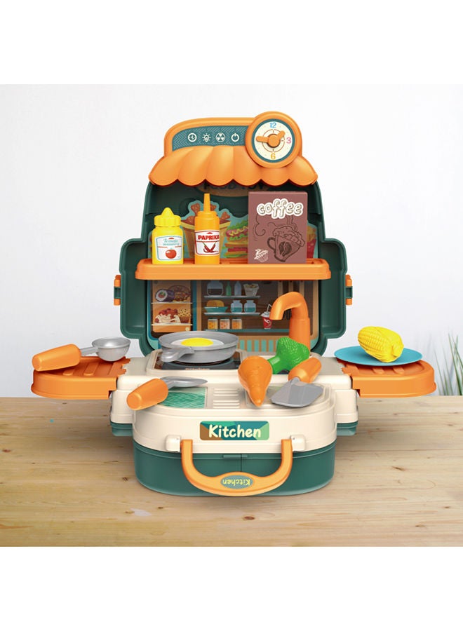 Little Story 21-Piece 3-In-1 Mode Little Story Role Play Chef/Kitchen/Restaurant Toy Set School Bag - Green - Image 5