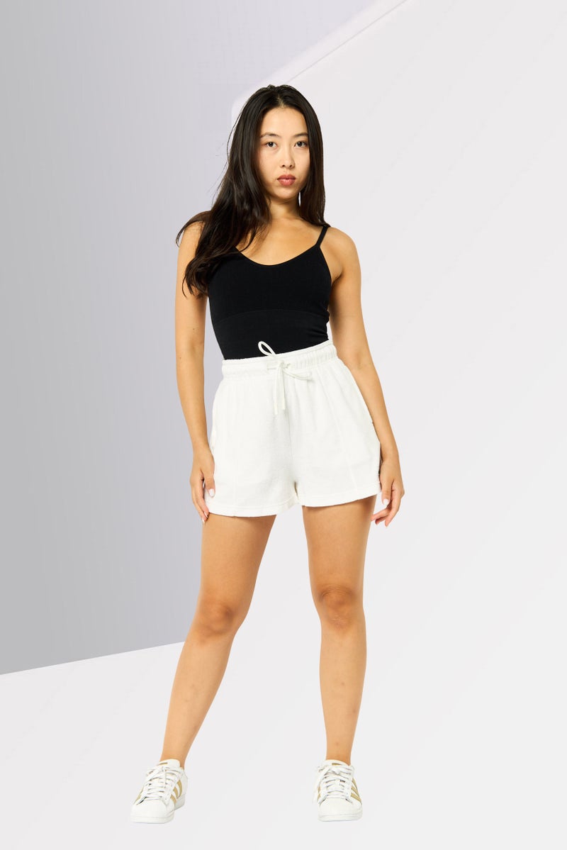 LACOSTE Women Embroidered Logo Basic Shorts, White  - Image 3