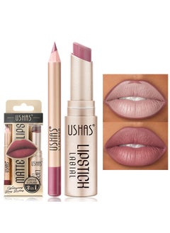 Ushas USHAS Lipstick and Lip Liner Combo Set 2 in 1 Waterproof Lipstick for Women Lip liner Set Long Lasting Lipstick Matte Lipstick Pen with Lip Liner Set Makeup Kits G5 Pack of 1 