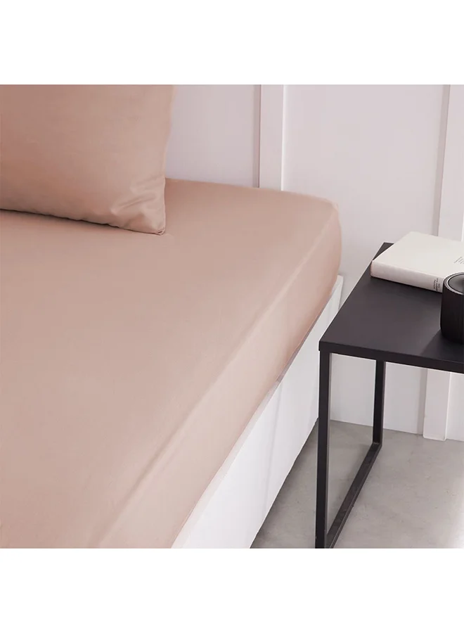 DANUBE HOME Danube Home Pristine Fit Queen Fitted Sheet Light Rose 160x200cm | 100% Cotton-144 Thread Count Bedding Cover For Bedroom