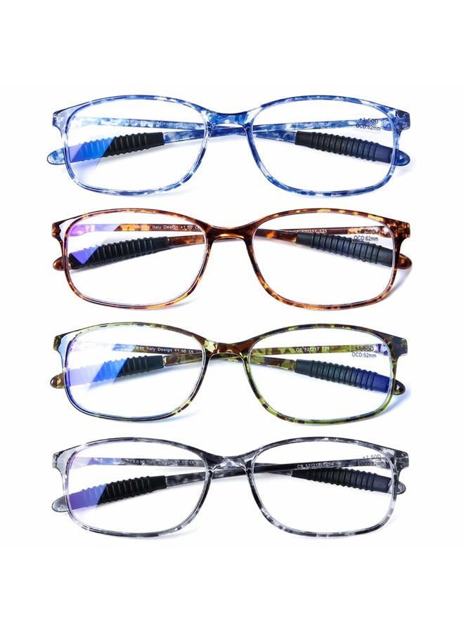 DOOViC Computer Reading Glasses 4 Pack Blue Light Blocking Glasses Anti Eyestrain Flexible Lightweight Readers for Women Men, 4 Pack Mix Color, 4 Count (Pack of 1) - Image 1