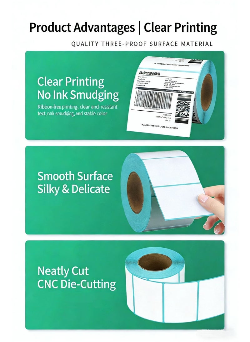 ورق ملصقات حراري 50x30 مم 1000 ورقة/رول ملصق حراري مباشر ذاتي اللاصقة لطباعة الباركود - Image 3
