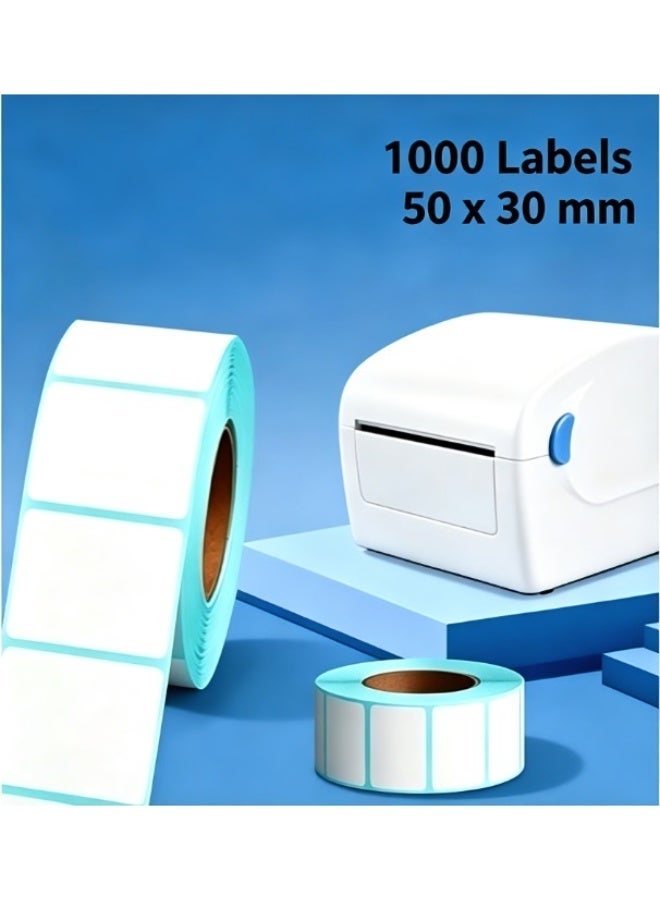 Zalava 50x30mm Thermal Label Paper 1000 Sheets/Roll Self-Adhesive Direct Thermal Sticker for Barcode Printing - Image 1