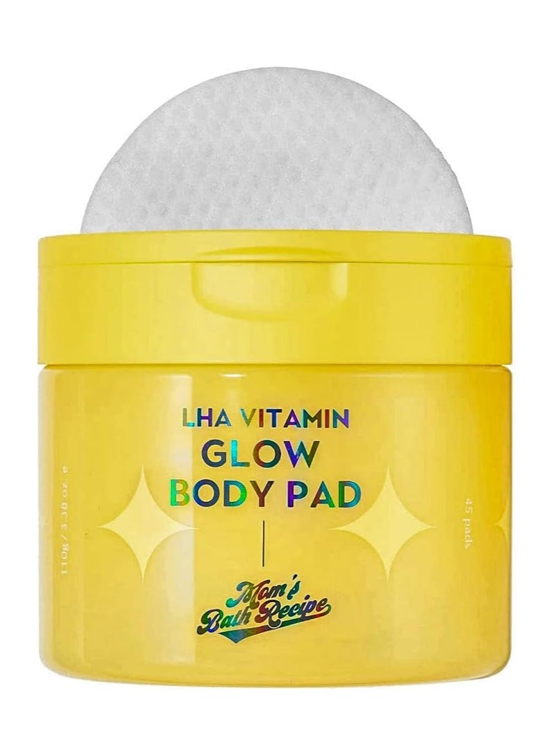 وصفة حمام الأمهات 45 قطعة من وسادات الجسم المتوهجة بفيتامين LHA - وسادات زيت الجسم المقشرة والمرطبة مع فيتامين C لبشرة مشرقة - تركيبة غير لاصقة لتوهج ناعم وصحي - Image 1