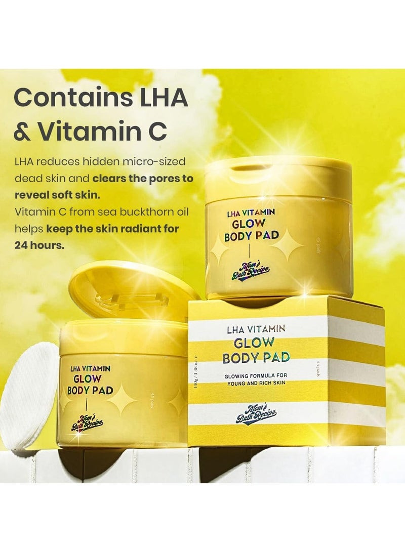 وصفة حمام الأمهات 45 قطعة من وسادات الجسم المتوهجة بفيتامين LHA - وسادات زيت الجسم المقشرة والمرطبة مع فيتامين C لبشرة مشرقة - تركيبة غير لاصقة لتوهج ناعم وصحي - Image 3