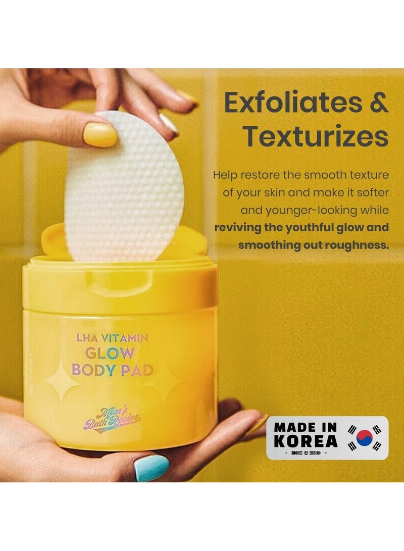 وصفة حمام الأمهات 45 قطعة من وسادات الجسم المتوهجة بفيتامين LHA - وسادات زيت الجسم المقشرة والمرطبة مع فيتامين C لبشرة مشرقة - تركيبة غير لاصقة لتوهج ناعم وصحي - Image 4