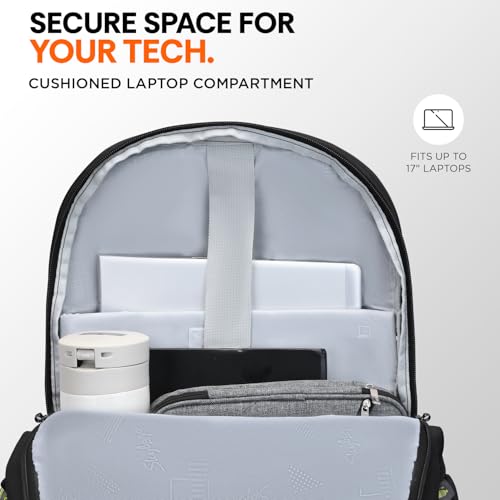 Skybags Propack Plus 17 Inch Compatible Anti‑Theft Laptop Backpack 36L | 3 Compartments with Rain Cover | Air Mesh Back Panel | Side Bottle Pocket | Office & Travel Backpack for Men & Women (Blue) - Image 5