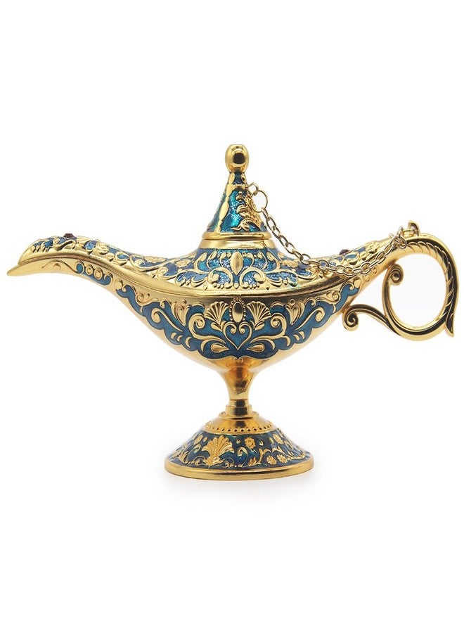 AVESON Classic Vintage Aladdin Magic Genie Costume Lamp Home Table Decoration & Gift, Golden Blue - Image 1