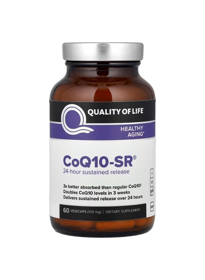 كوالتي أوف لايف جودة الحياة، CoQ10-SR®، 100 مجم، 60 كبسولة نباتية