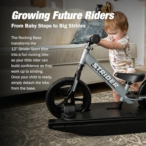 Strider 12 Sport Bike Matte Gray Rocking Base Helps Teach Baby How to Ride a Balance Bicycle for Kids 6 Months to 4 Years Easy Assembly Adjustments - Image 5