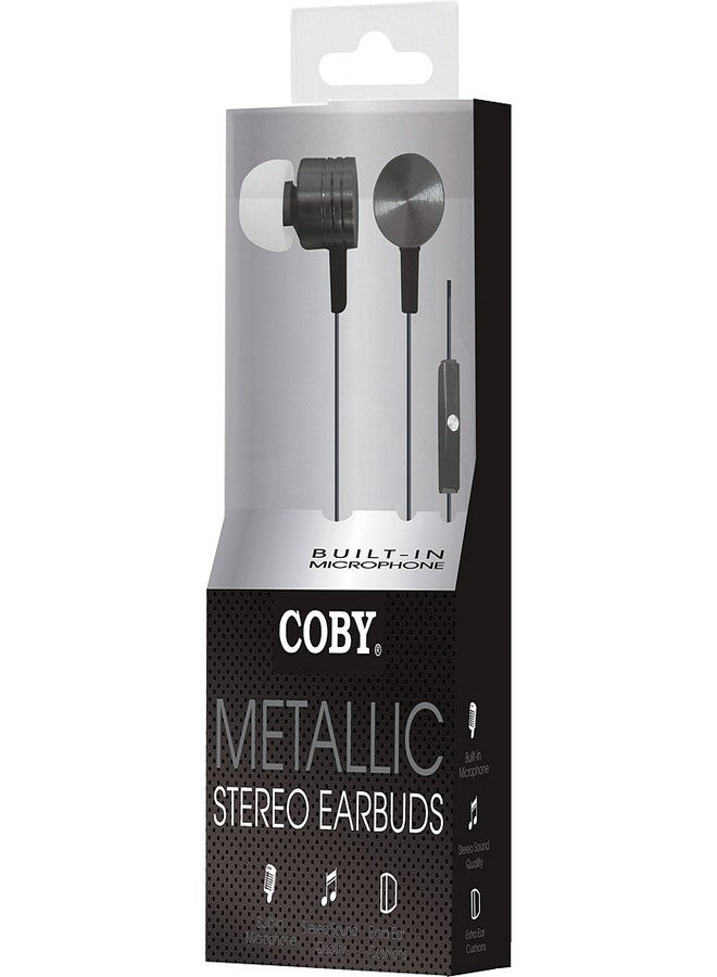Coby CVE-106-SLV Metal Stereo Earbuds with Built-in Mic, Silver - Image 2