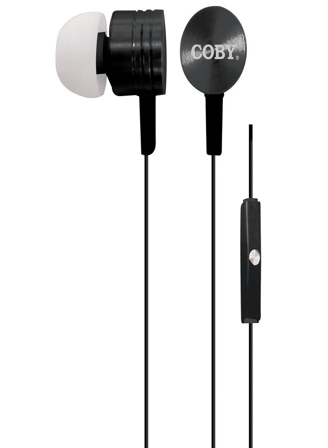Coby CVE-106-SLV Metal Stereo Earbuds with Built-in Mic, Silver - Image 1