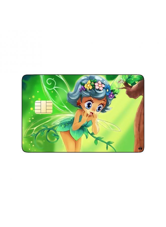 RKN PRINTED BANK CARD STICKER Cute Fairy Drawing With Bird - Image 1
