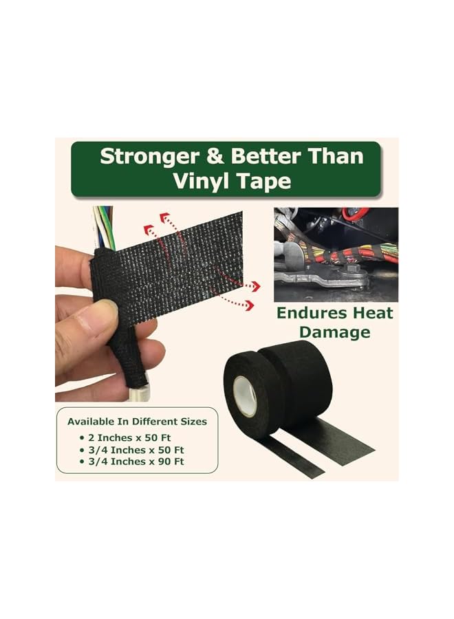 promass Wire Harness Tape - High-Temperature Fabric Tape for Automotive Wire Bundles - 3 Rolls, 15m each (width：5cm) - Image 4