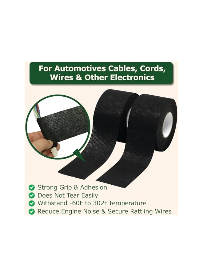 promass Wire Harness Tape - High-Temperature Fabric Tape for Automotive Wire Bundles - 3 Rolls, 15m each (width：5cm) - Image 2
