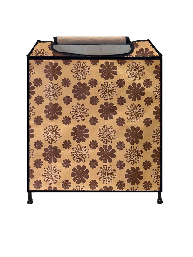 PHILOSHOP Laundry Basket for Clothes,Toy Storage Box Non Woven and Metal Rectangular Shape Flower Printed Laundry Bag for Cloth Toy Multi-Storage Basket for Organzing, Bedroom - Image 1