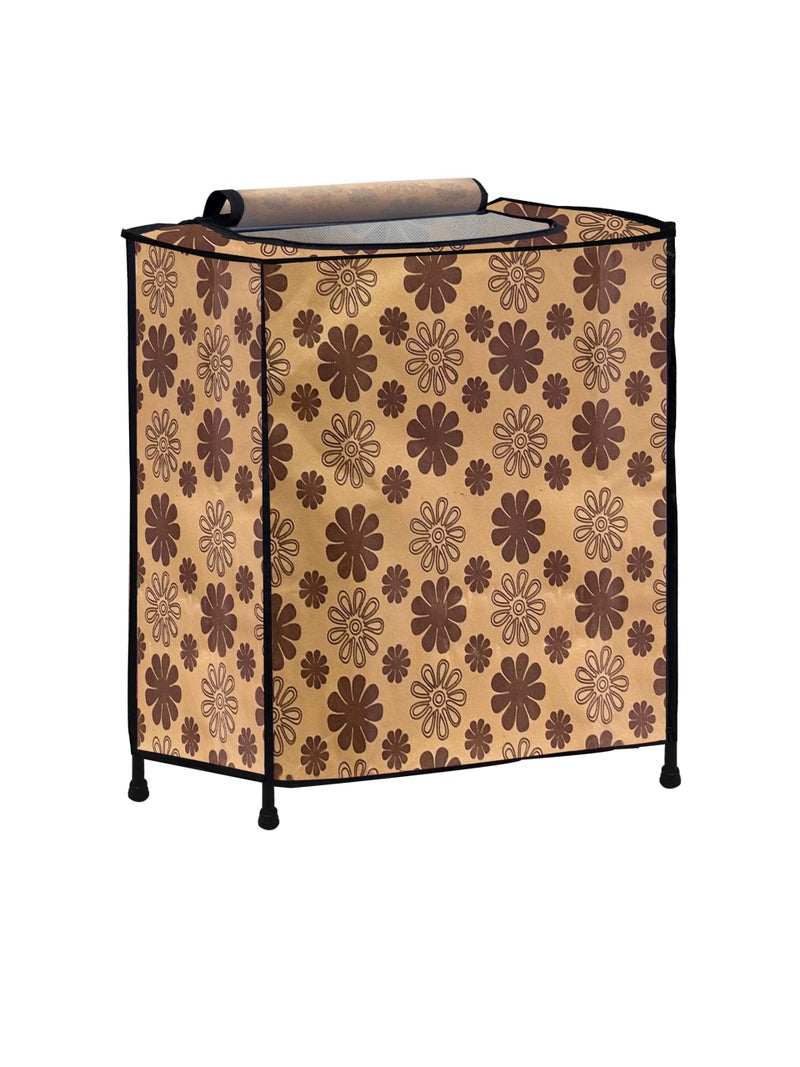 PHILOSHOP Laundry Basket for Clothes,Toy Storage Box Non Woven and Metal Rectangular Shape Flower Printed Laundry Bag for Cloth Toy Multi-Storage Basket for Organzing, Bedroom - Image 5