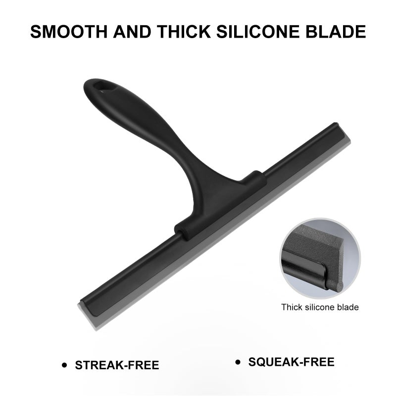 SetSail Squeegee for Shower Glass Door All-Purpose Shower Squeegee for Glass Doors Black Window Squeegee with Hook for Car Window Cleaning 12 Inch - Image 4