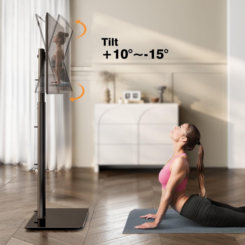 Hemudu حامل تلفاز عالمي مع قاعدة دوران 100 درجة قابل للتعديل في الارتفاع ووظيفة الميل لشاشات LCD و LED و OLED من 19 إلى 43 بوصة، موفر للمساحة، مناسب للزاوية في غرفة النوم أو غرفة المعيشة، أسود - Image 5