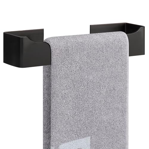 NearMoon Self Adhesive Hand Towel HolderTowel Ring Stainless Steel Hand Towel Bar Rustproof Stick on WallTowel Rack for BathroomKitchen Square Sticky and Wall Mounted 9 Inch Matte Black